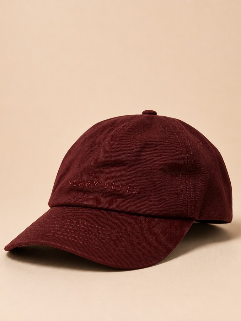 Perry Ellis Embroidered Baseball Cap - Burgundy